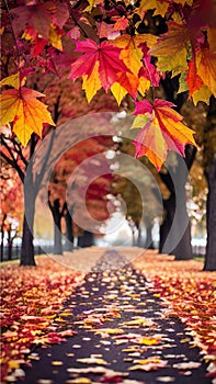 Colorful Autumn Leaves Blanketing the Ground illustration Artificial Intelligence artwork generated