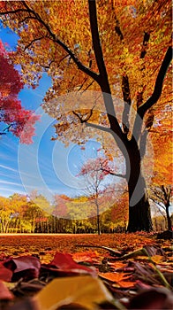 Colorful Autumn Leaves Blanketing the Ground illustration Artificial Intelligence artwork generated