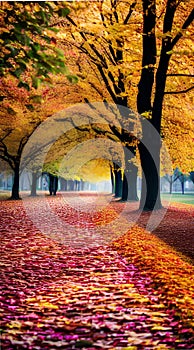 Colorful Autumn Leaves Blanketing the Ground illustration Artificial Intelligence artwork generated