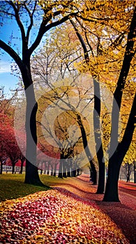 Colorful Autumn Leaves Blanketing the Ground illustration Artificial Intelligence artwork generated