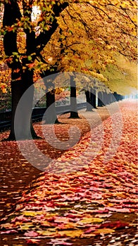 Colorful Autumn Leaves Blanketing the Ground illustration Artificial Intelligence artwork generated