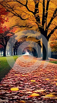 Colorful Autumn Leaves Blanketing the Ground illustration Artificial Intelligence artwork generated