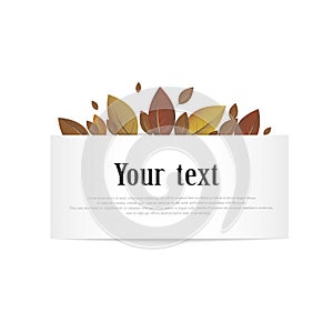 Colorful autumn leaves decorated with white blank paper for your message. Can be used as a poster or greeting card