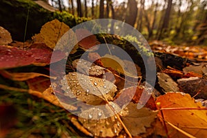 Colorful autumn leaves on the ground