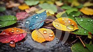 colorful autumn leaves Love hearts