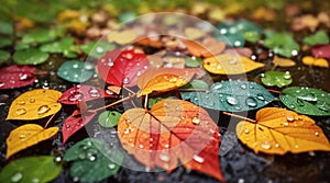 colorful autumn leaves Love hearts