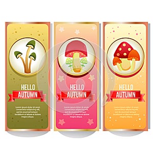 Colorful autumn mushroom banner collection