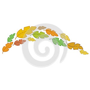 Colorful autumn oak leaves border or frame for design