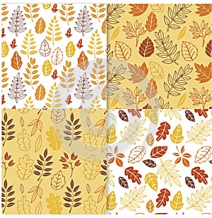 Vintage autumn leaves seamless pattern background.