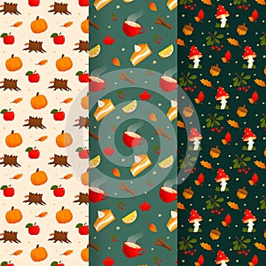 Vintage autumn leaves seamless pattern background.