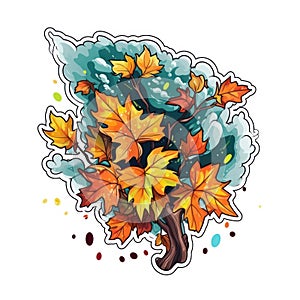 Colorful autumn trees. Cartoon yellow orange fall tree and autumnal garden bush icon with fall season gold leaves for