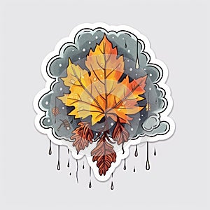 Colorful autumn trees. Cartoon yellow orange fall tree and autumnal garden bush icon with fall season gold leaves for