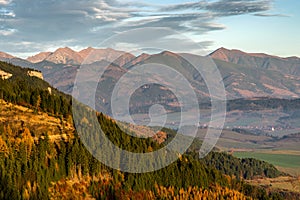 Autumn forest and mountains