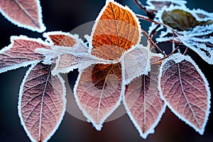 Colorful Autumn -Winter Leaves Stunning color closeup abstract design with vein texture