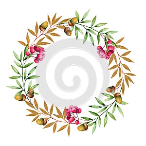Colorful autumn wreath with autumn leaves