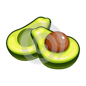 Colorful avocado halves on a white background. Fruit background, print vector