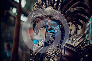 Colorful Aztec Mayan supernatural god or witch doctor photo