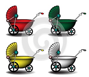 Colorful baby carriages photo