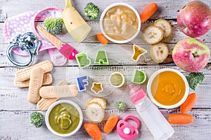 Colorful baby food puree