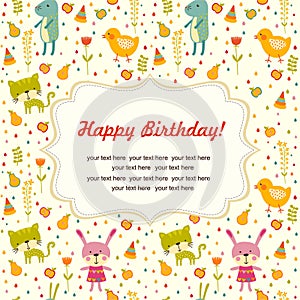 Colorful Baby shower background. Happy birthday greeting card or invitation.