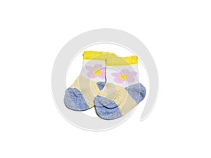 Colorful baby socks isolated on white background