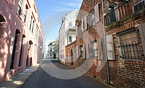 Colorful back alley street in Charleston, South Carolina photo