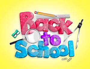 Colorful Back to School 3d / 3 Dimensional Text