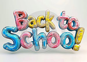 Colorful back to school balloon letters isolated on white background