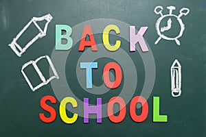 Colorful Back To School wording with some hand drawing images