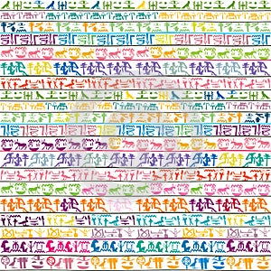 Colorful background with ancient Egyptian hieroglyphs and symbols