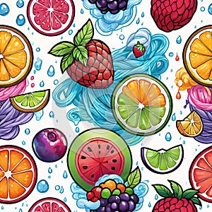 Colorful background with appetizing refreshing fruits at their ripening point.