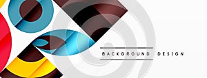 a colorful background with circles and squares on a white background