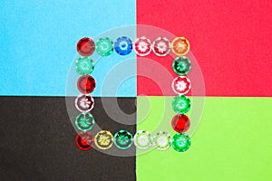 colorful background with colorful gemstone frame, creative art modern design, copy space