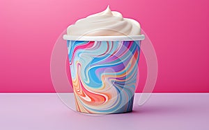 A Colorful Background Emphasizes Yogurt Cup -Generative Ai