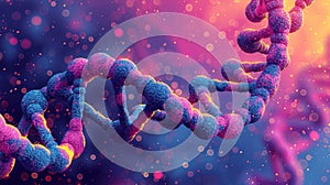 Colorful Background with human dna spiral in violet and blue colors. vibrant illustration