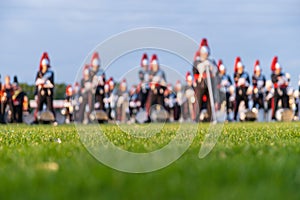 Colorful background of a music orchestra in the evening sun