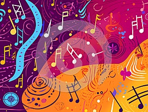 A Colorful Background With Musical Notes