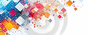 Colorful background with overlapping squares creating a dynamic and vibrant geometric pattern
