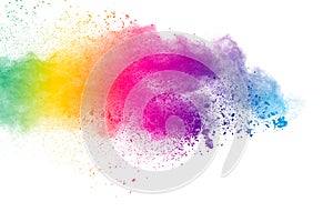 Colorful background of pastel powder.Color dust splash on white background