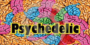 Colorful background psychedelic the human brain