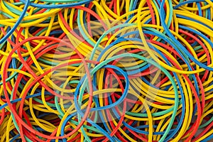 Colorful background rainbow colors rubber bands loom.