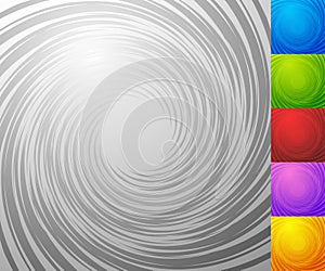Colorful background set with spiral - vortex element. Set of 5 c
