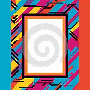 a colorful background with a square frame in the middle