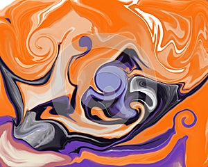 Background of orange  purple  black and white swirls with the effect of stormy clouds