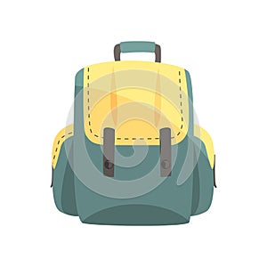 Colorful backpack, classic styled rucksack vector Illustration