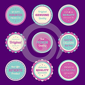 Colorful badges and labels set.  Retro badges for your design. Vector illustration.