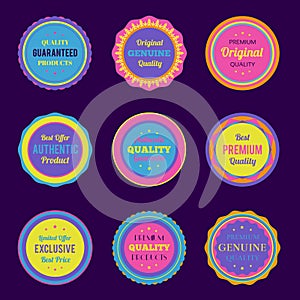 Colorful badges and labels set.  Retro badges for your design. Vector illustration.