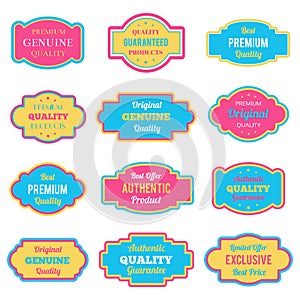 Colorful badges and labels set.  Retro badges for your design. Vector illustration.