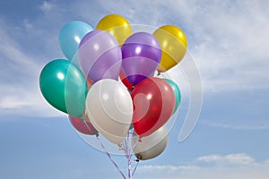 Colorful ballons in a blue sky