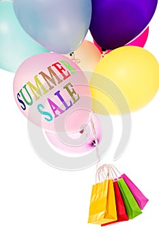 Colorful ballons and shopping bags, summer sale